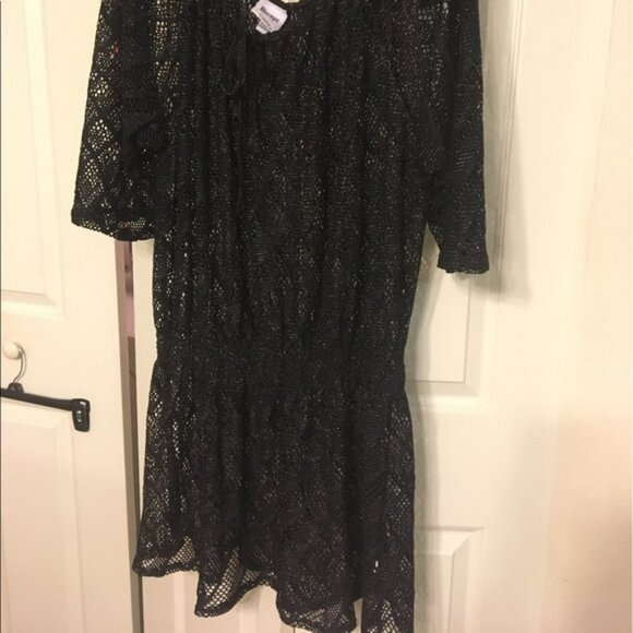 Black And Silver Plus Size Bathing Suit Cover Up - Picture 2 of 4